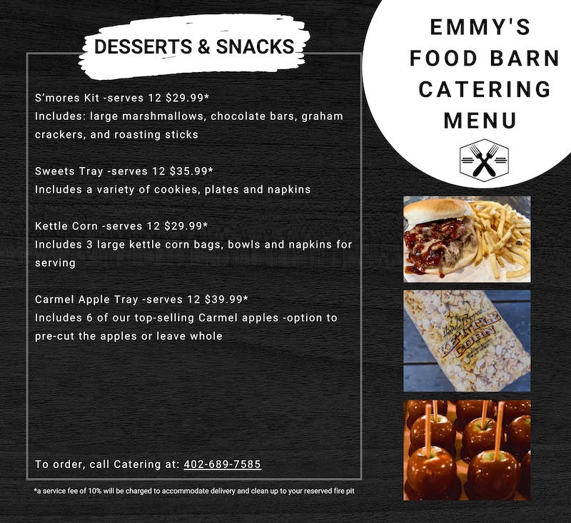 catering dessert menu